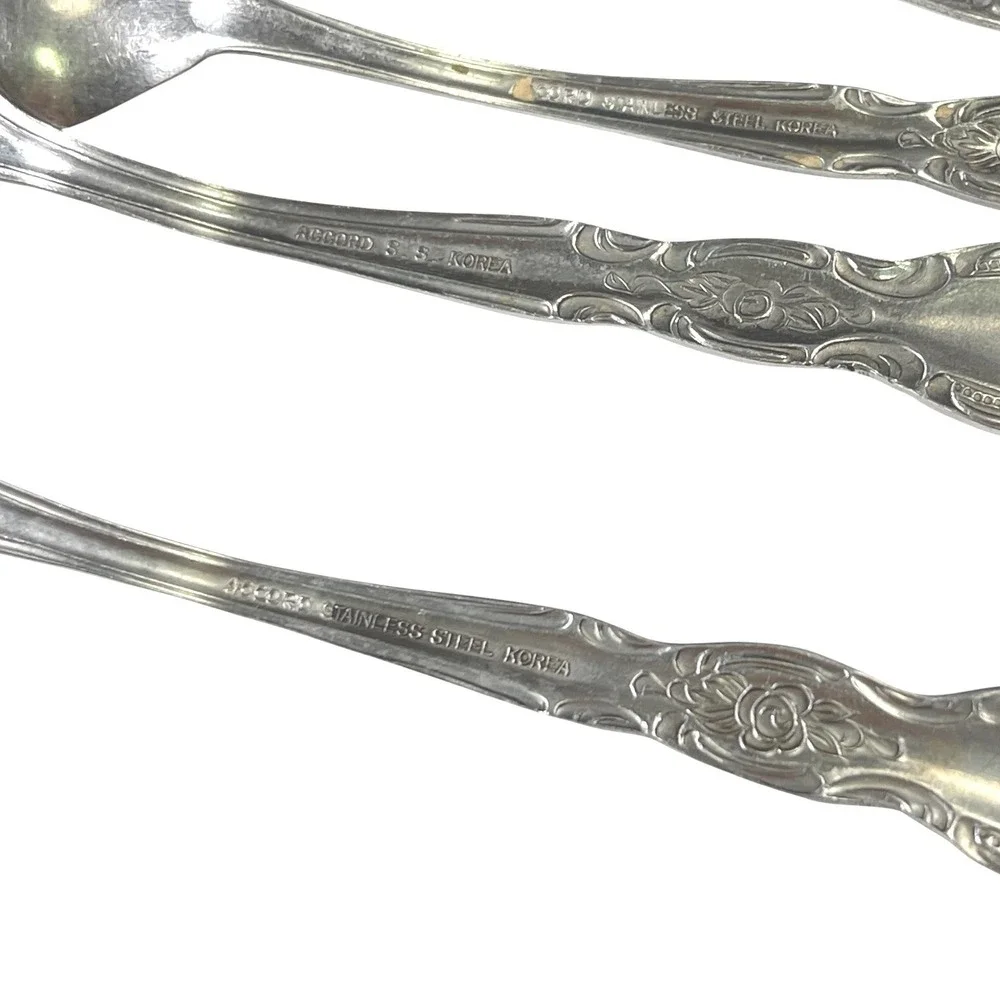 Accord 4pc‎ Silver Stainless Steel Teaspoons Wordsworth Cottagecore